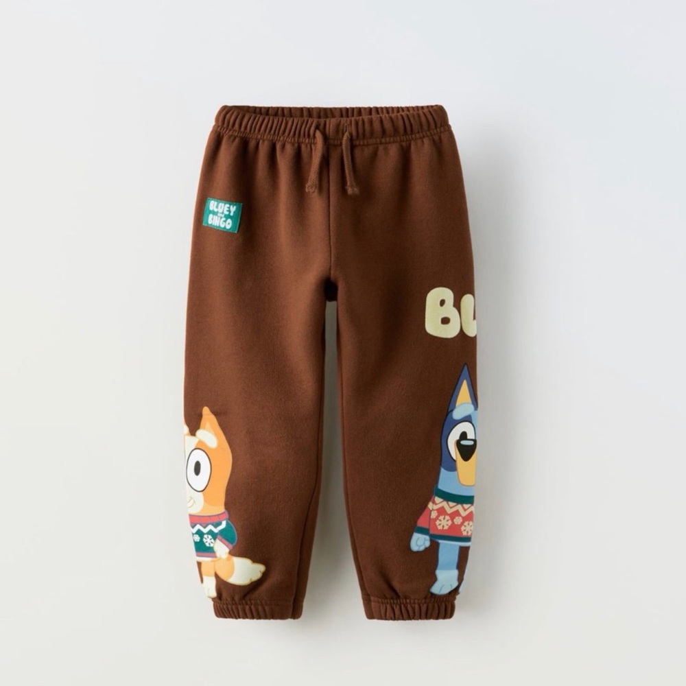 Zara Kids Brown Sweatpants with Bluey Design